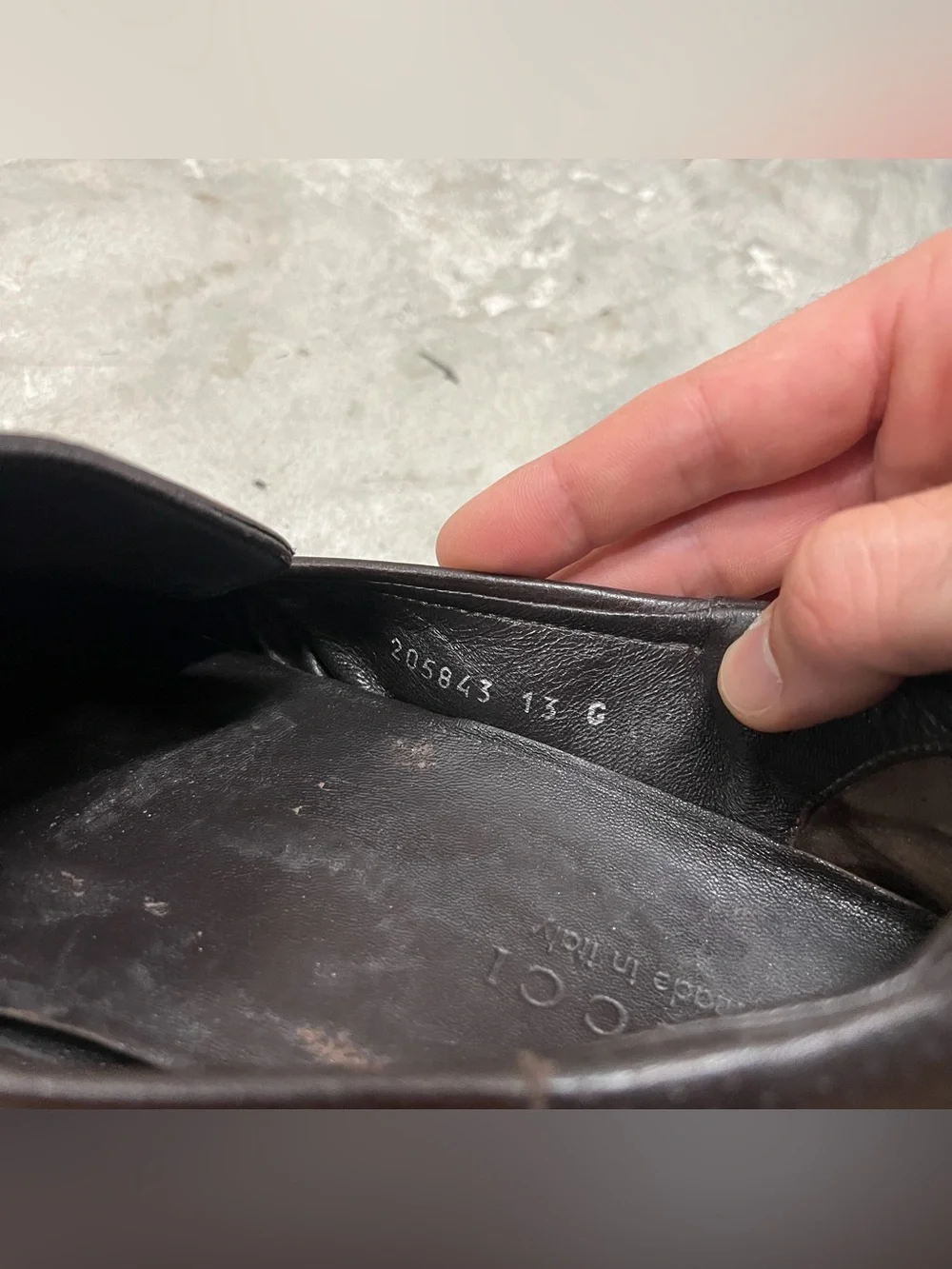 Vintage Brown Leather Gucci Loafer Shoes Male Size 13